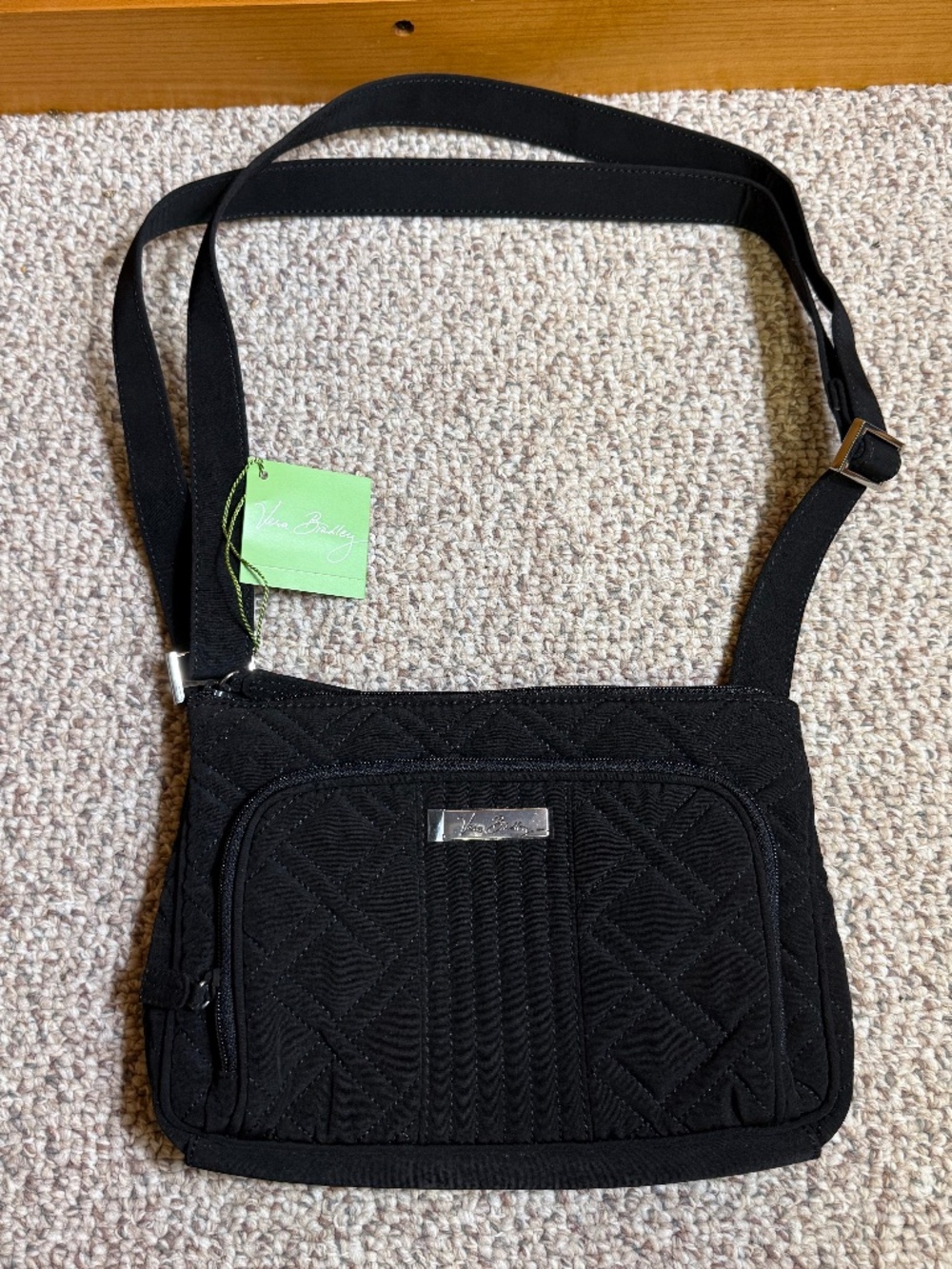 Vera Bradley Black Quilted Crossbody Bag Adjustable Strap New with Tag